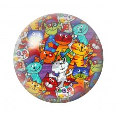 Cabochon en Verre Illustré Foule de Chats Colorés 12 à 25mm pour la Création de Bijoux Fantaisie - DIY