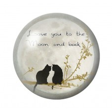Cabochon en Verre Illustré Chat Love You Lune 12 à 25mm pour la Création de Bijoux Fantaisie - DIY
