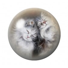 Cabochon en Verre Illustré Chats Câlins 12 à 25mm pour la Création de Bijoux Fantaisie - DIY