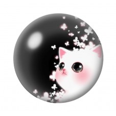 Cabochon en Verre Illustré Chat 12 à 25mm pour la Création de Bijoux Fantaisie - DIY