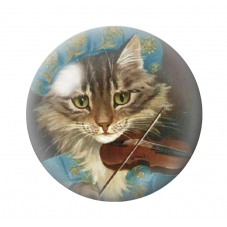 Cabochon en Verre Illustré Chat Violon 12 à 25mm pour la Création de Bijoux Fantaisie - DIY