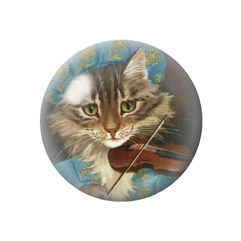 Cabochon en Verre Illustré Chat Violon 12 à 25mm
