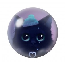 Cabochon en Verre Illustré Chat Bonnet Hiver 12 à 25mm pour la Création de Bijoux Fantaisie - DIY