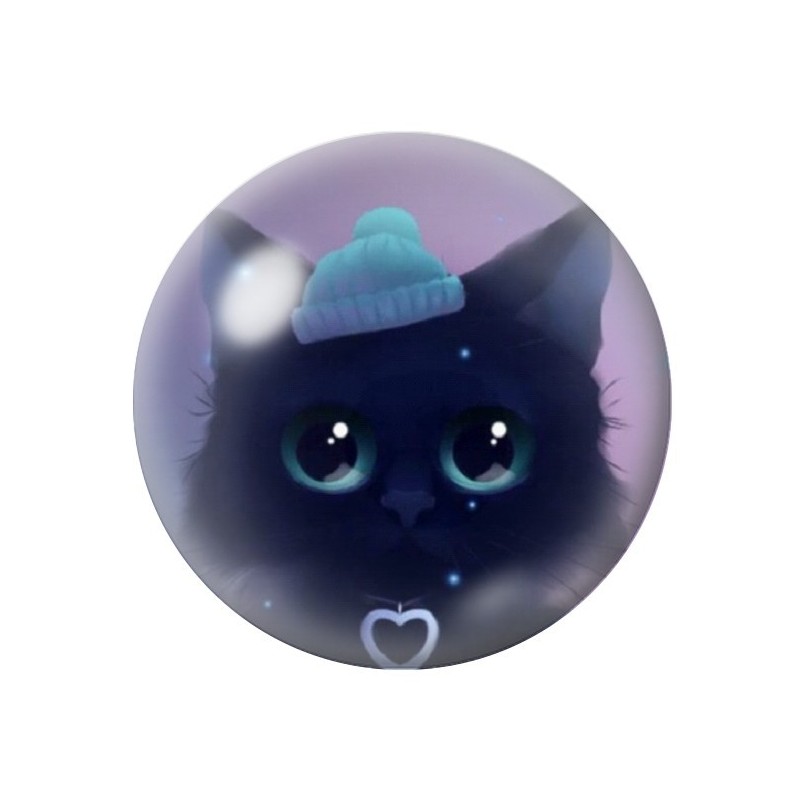 Cabochon en Verre Illustré Chat Bonnet Hiver 12 à 25mm