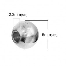20 Perles Intercalaires Argentées en Acier Inoxydable 6mm