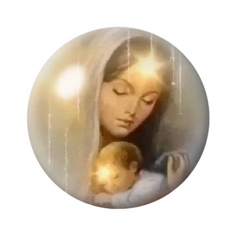 Cabochon en Verre Illustré La Mère et l'Enfant Noël 12 à 25mm