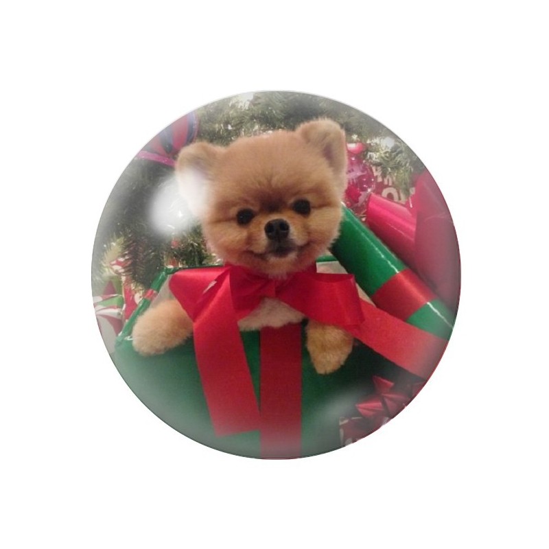 Cabochon en Verre Illustré Chien Noël 12 à 25mm
