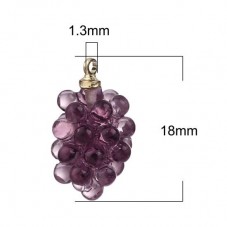 Breloque Fruit Raisin en Résine Métal Doré 18x11mm