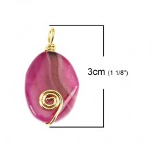 Pendentif en Pierre Naturelle Agate Métal Doré 3,1x1,6cm