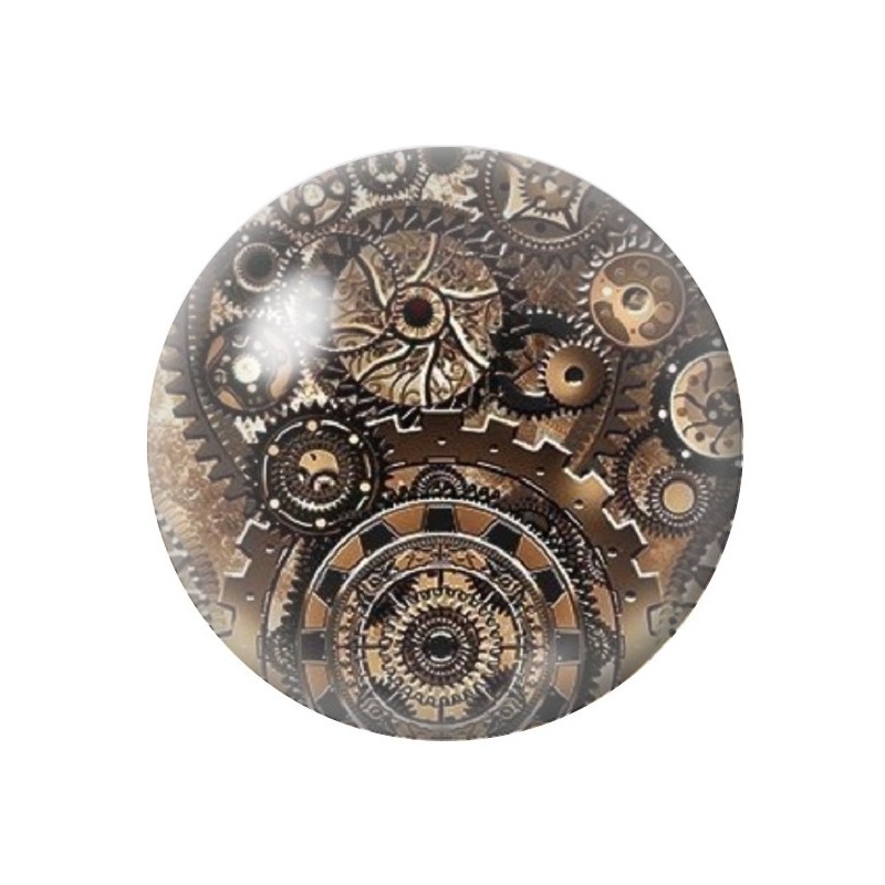 Cabochon en Verre Illustré Rouages Alice au Pays des Merveilles 12 à 25mm