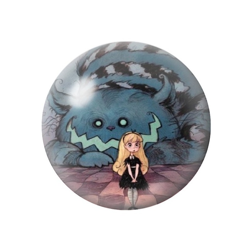 Cabochon en Verre Illustré Chat du Cheshire Alice au Pays des Merveilles 12 à 25mm
