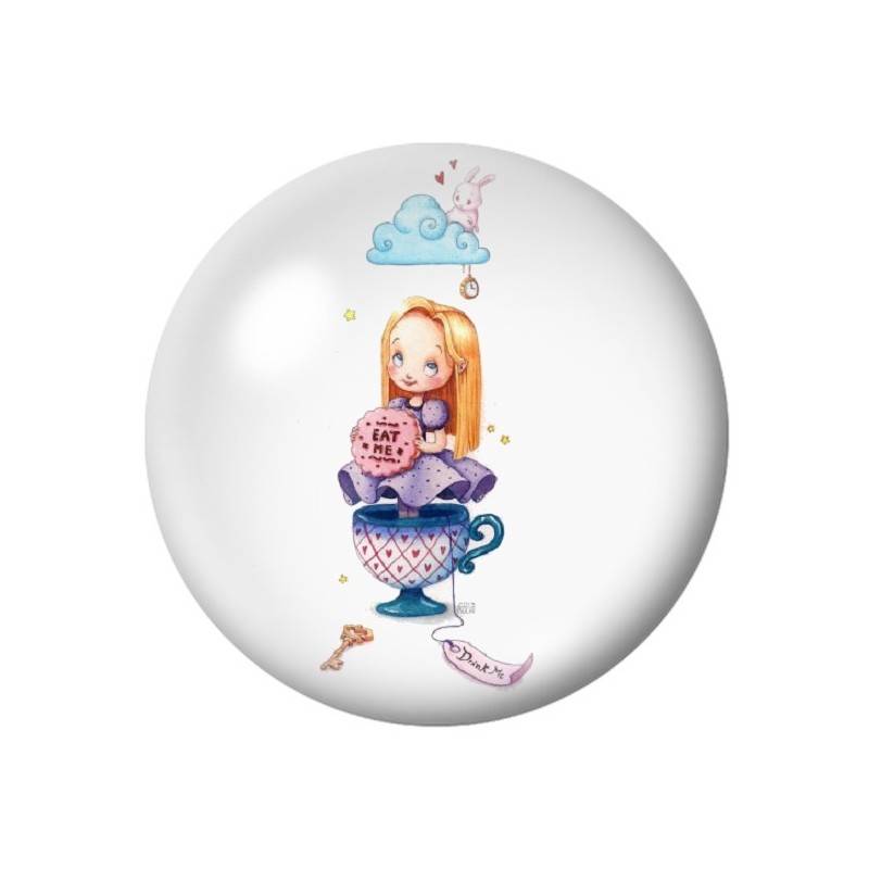 Cabochon en Verre Illustré Alice au Pays des Merveilles 12 à 25mm