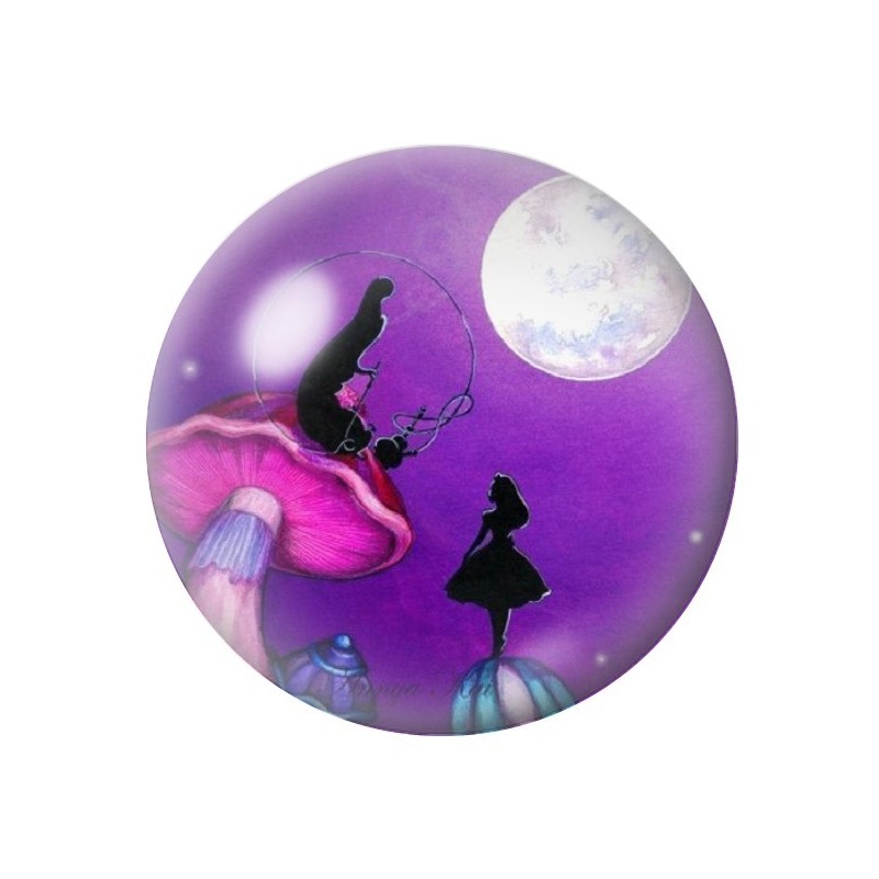 Cabochon en Verre Illustré Chenille Alice au Pays des Merveilles 12 à 25mm