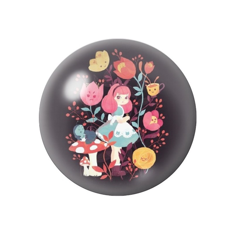 Cabochon en Verre Illustré Alice au Pays des Merveilles 12 à 25mm