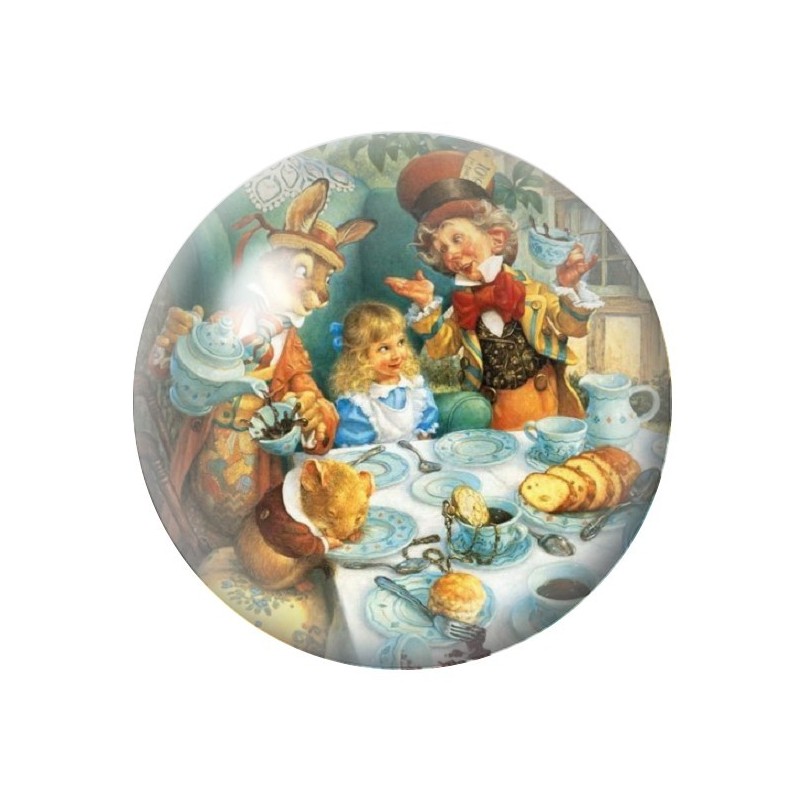 Cabochon en Verre Illustré Alice au Pays des Merveilles 12 à 25mm