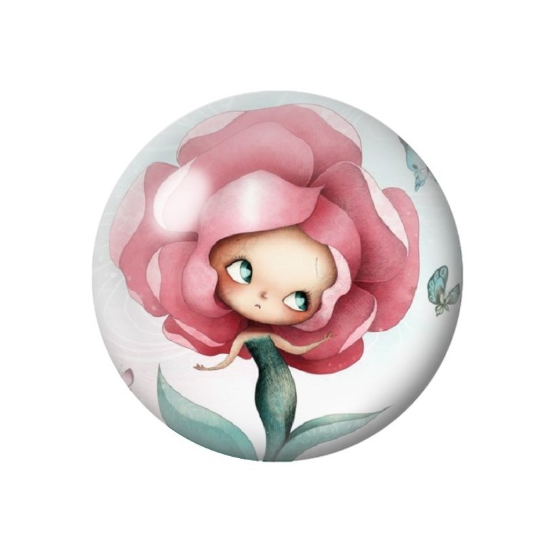 Cabochon en Verre Illustré Fleur Alice au Pays des Merveilles 12 à 25mm