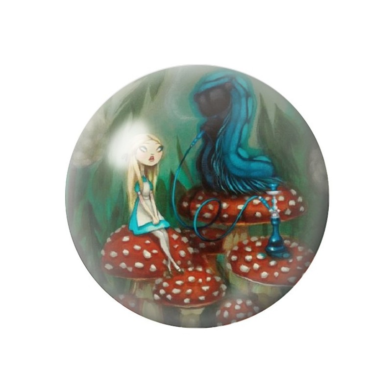 Cabochon en Verre Illustré Chenille Alice au Pays des Merveilles 12 à 25mm