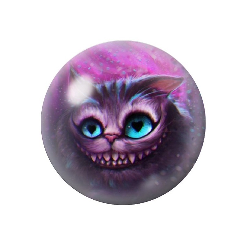 Cabochon en Verre Illustré Chat du Cheshire Alice au Pays des Merveilles 12 à 25mm
