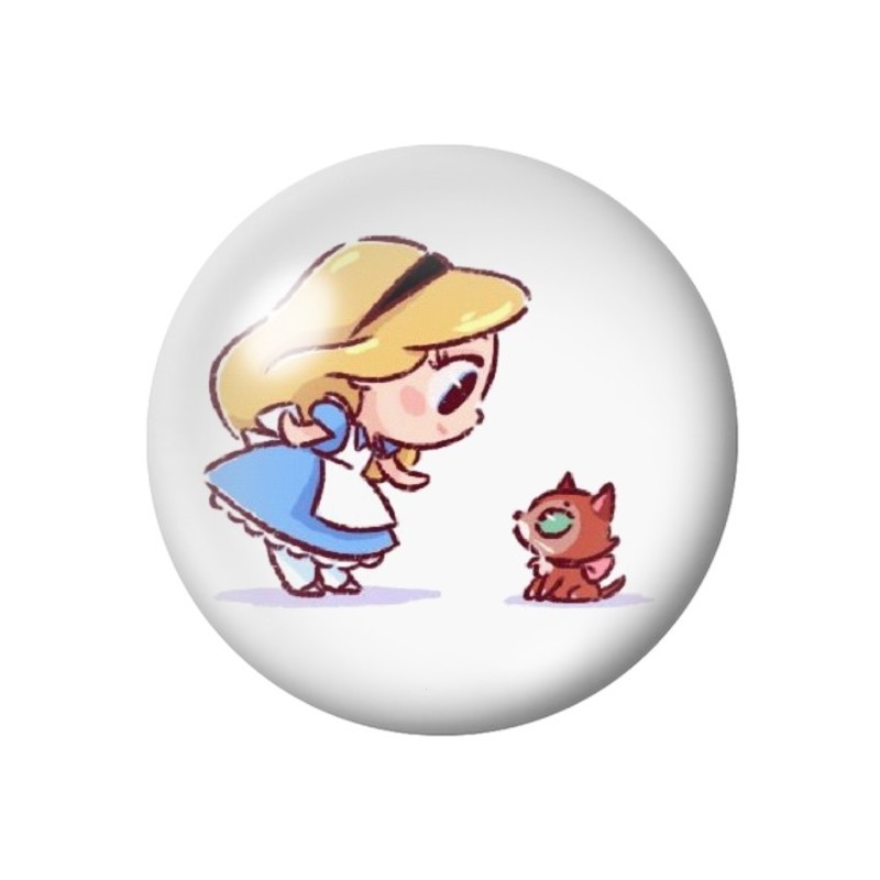 Cabochon en Verre Illustré Alice au Pays des Merveilles 12 à 25mm