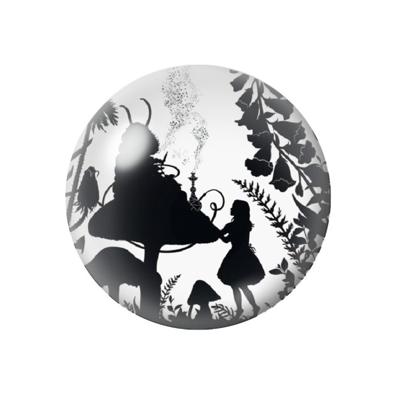 Cabochon en Verre Illustré Chenille Alice au Pays des Merveilles 12 à 25mm