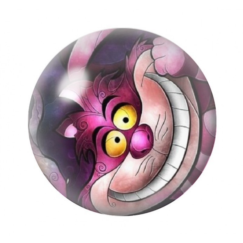 Cabochon en Verre Illustré Chat du Cheshire Alice au Pays des Merveilles 12 à 25mm