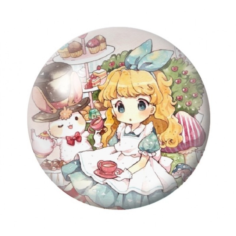 Cabochon en Verre Illustré Alice au Pays des Merveilles 12 à 25mm