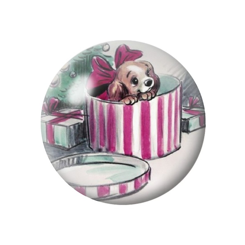 Cabochon en Verre Illustré Chien Cadeau Noël 12 à 25mm
