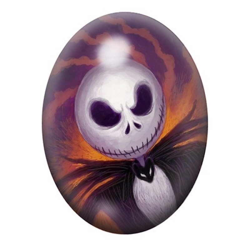 Cabochon en Verre Illustré Jack sur Fond Violet et Orange 13x18, 18x25 ou 30x40mm