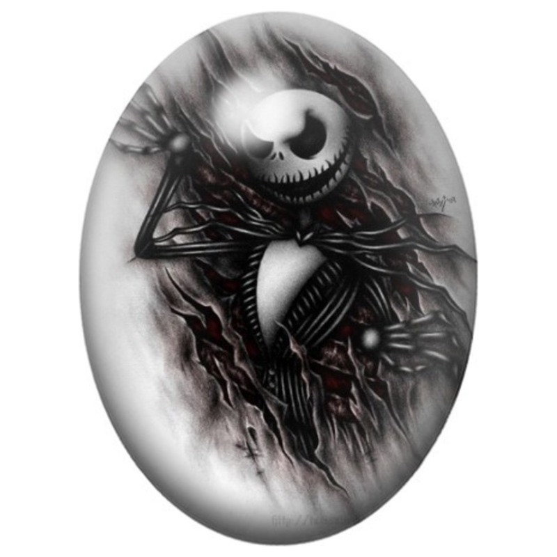 Cabochon en Verre Illustré Jack à Travers le Papier Déchiré 13x18, 18x25 ou 30x40mm