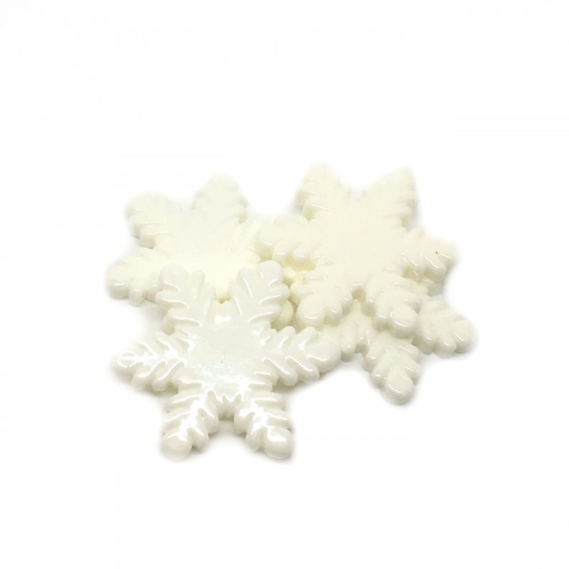 4 Cabochons Étoile des Neiges Flocon en Résine 30mm