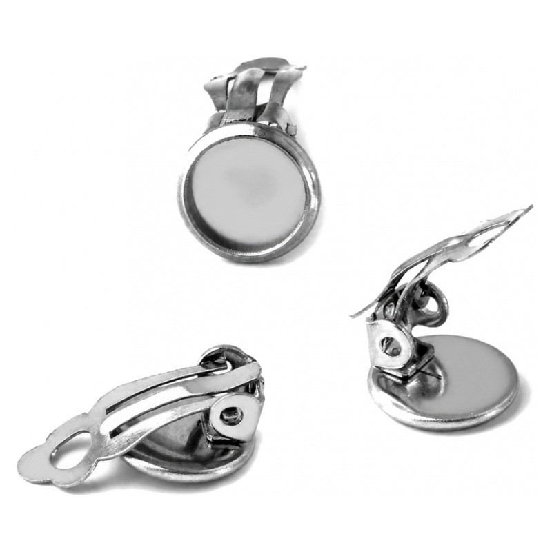 1 Paire de Supports Clips d'Oreilles Enfant en Acier Inoxydable Argenté pour Cabochon 12mm