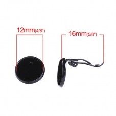 1 Paire de Supports Clips d'Oreilles Noirs Enfant pour Cabochon 12mm