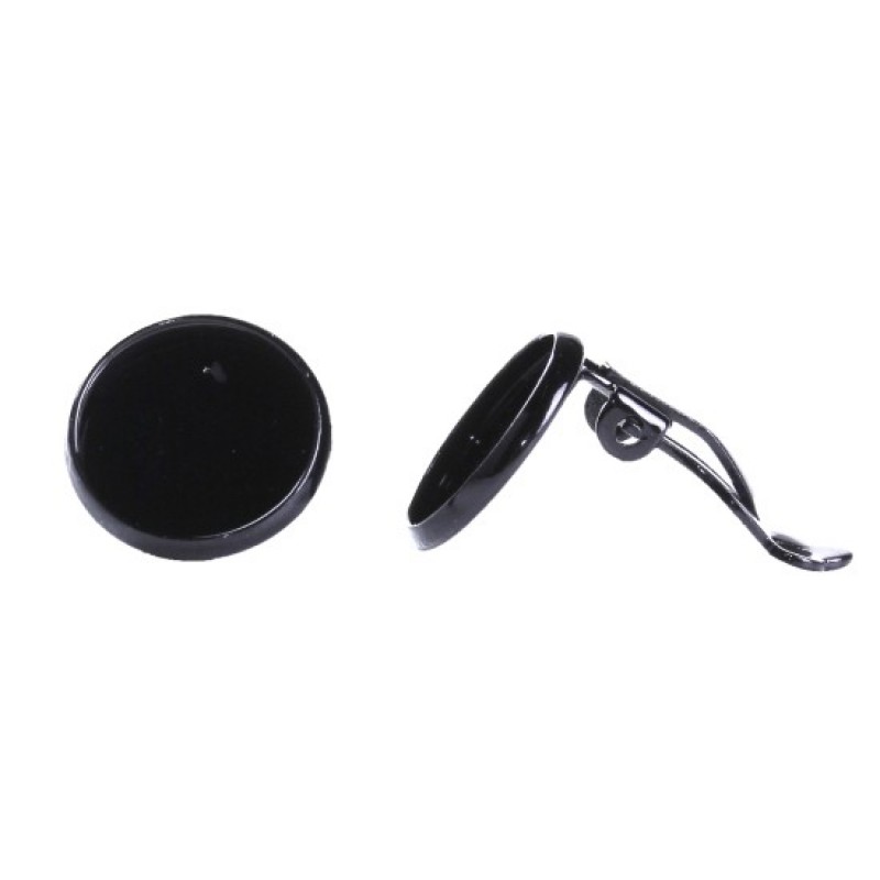 1 Paire de Supports Clips d'Oreilles Noirs Enfant pour Cabochon 12mm