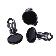 1 Paire de Supports Clips d'Oreilles Noirs Enfant pour Cabochon 12mm