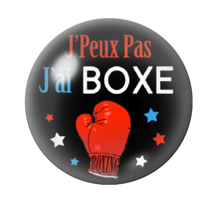 Cabochon en Verre Illustré "J'peux pas j'ai Boxe" 12 à 25mm