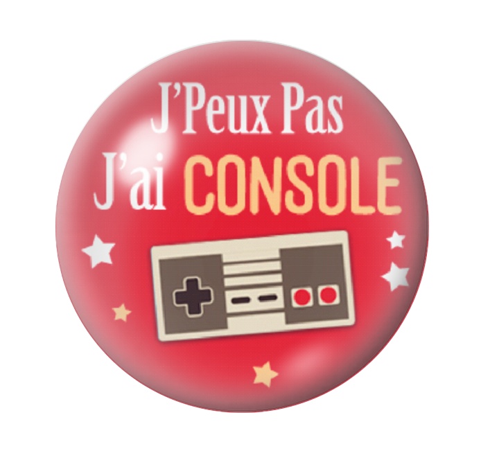 Cabochon en Verre Illustré "J'peux pas j'ai Console" 12 à 25mm