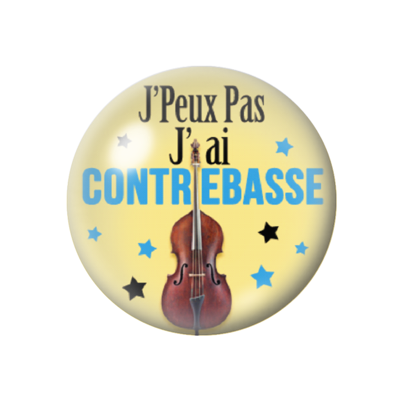 Cabochon en Verre Illustré "J'peux pas j'ai Contrebasse" 12 à 25mm