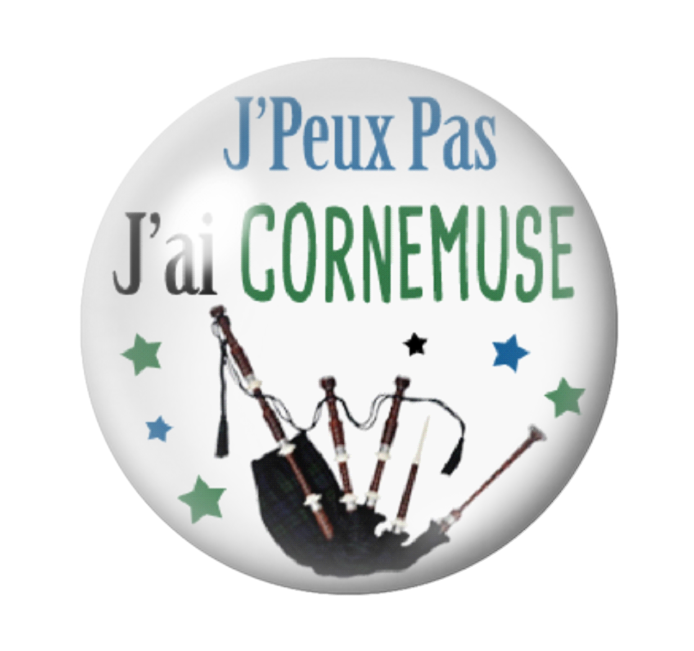 Cabochon en Verre Illustré "J'peux pas j'ai Cornemuse" 12 à 25mm