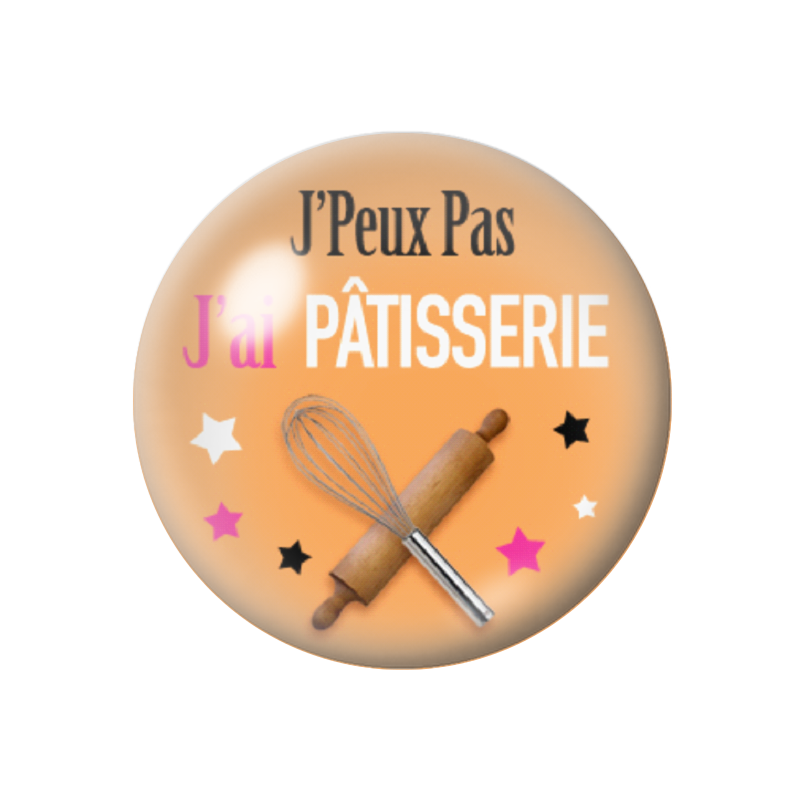 Cabochon en Verre Illustré "J'peux pas j'ai Pâtisserie" 12 à 25mm