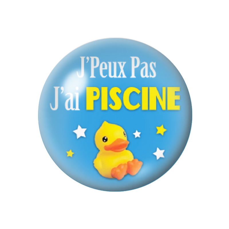 Cabochon en Verre Illustré "J'peux pas j'ai Piscine" 12 à 25mm