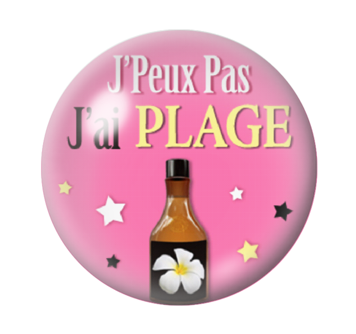Cabochon en Verre Illustré "J'peux pas j'ai Plage" 12 à 25mm