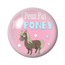 Cabochon en Verre Illustré "J'peux pas j'ai Poney" 12 à 25mm pour la Création de Bijoux Fantaisie - DIY