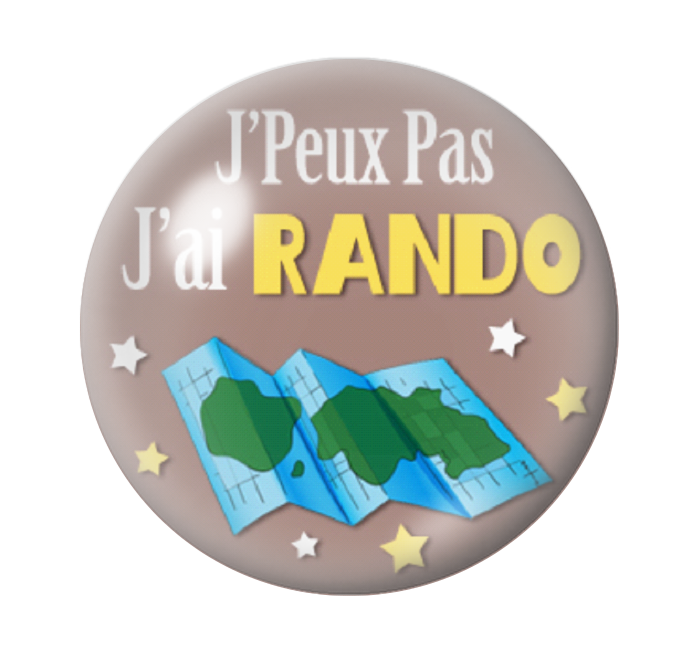 Cabochon en Verre Illustré "J'peux pas j'ai Rando" 12 à 25mm