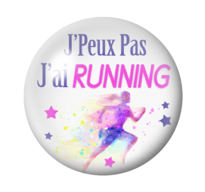 Cabochon en Verre Illustré "J'peux pas j'ai Running" 12 à 25mm