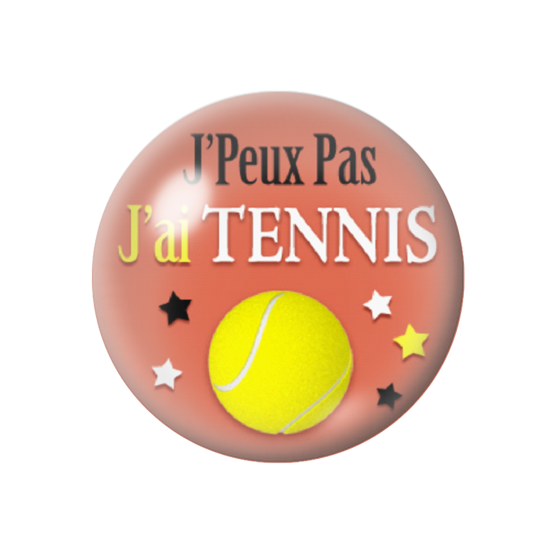 Cabochon en Verre Illustré "J'peux pas j'ai Tennis" 12 à 25mm