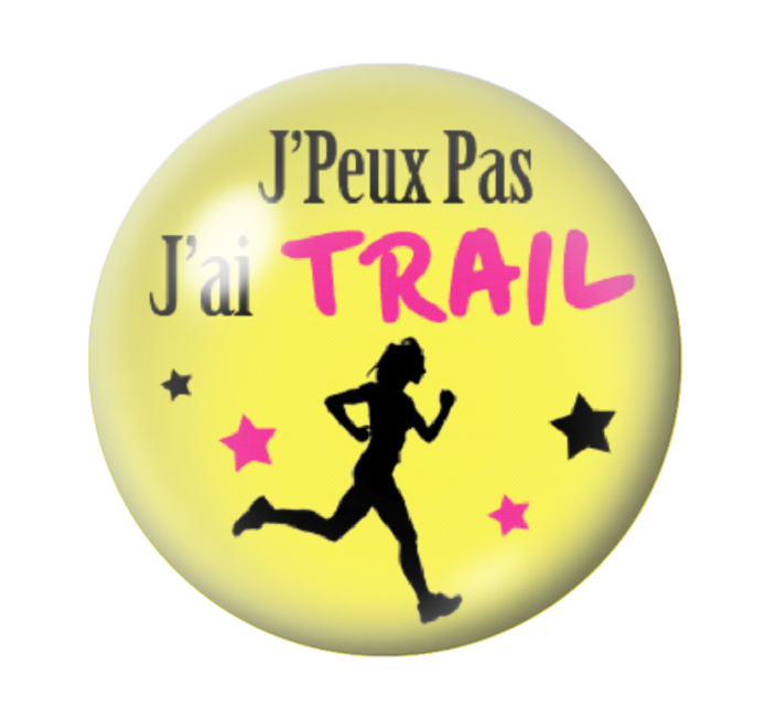 Cabochon en Verre Illustré "J'peux pas j'ai Trail" 12 à 25mm
