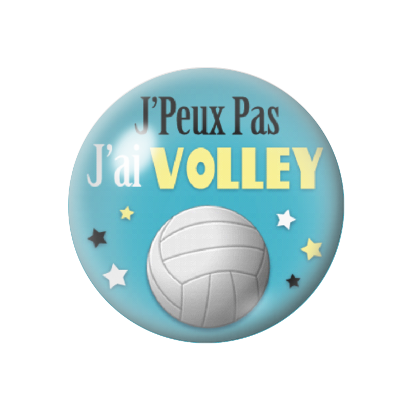 Cabochon en Verre Illustré "J'peux pas j'ai Volley" 12 à 25mm