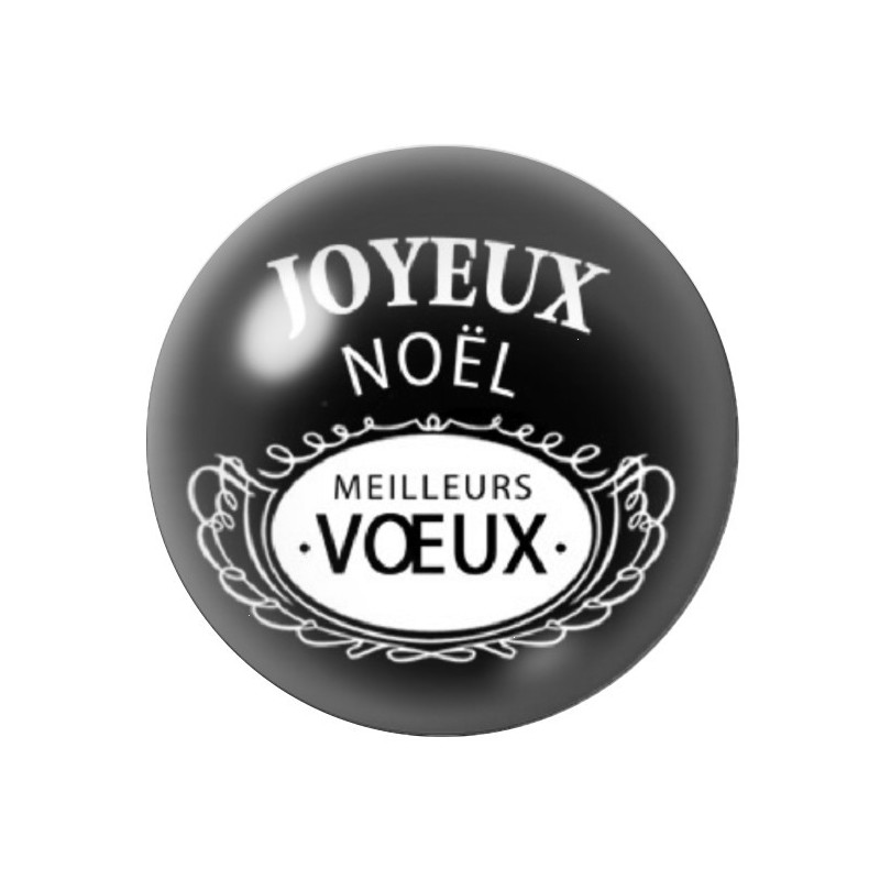 Cabochon en Verre Illustré "Joyeux Noël" 12 à 25mm