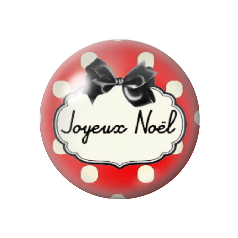 Cabochon en Verre Illustré "Joyeux Noël" 12 à 25mm