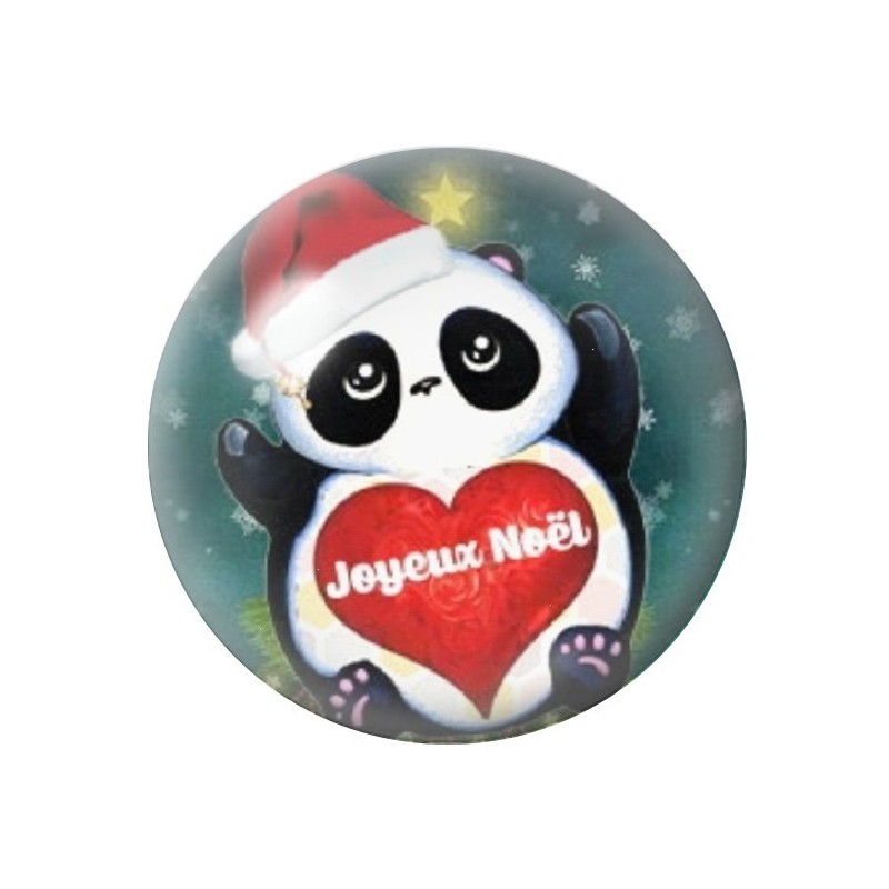 Cabochon en Verre Illustré "Joyeux Noël" 12 à 25mm
